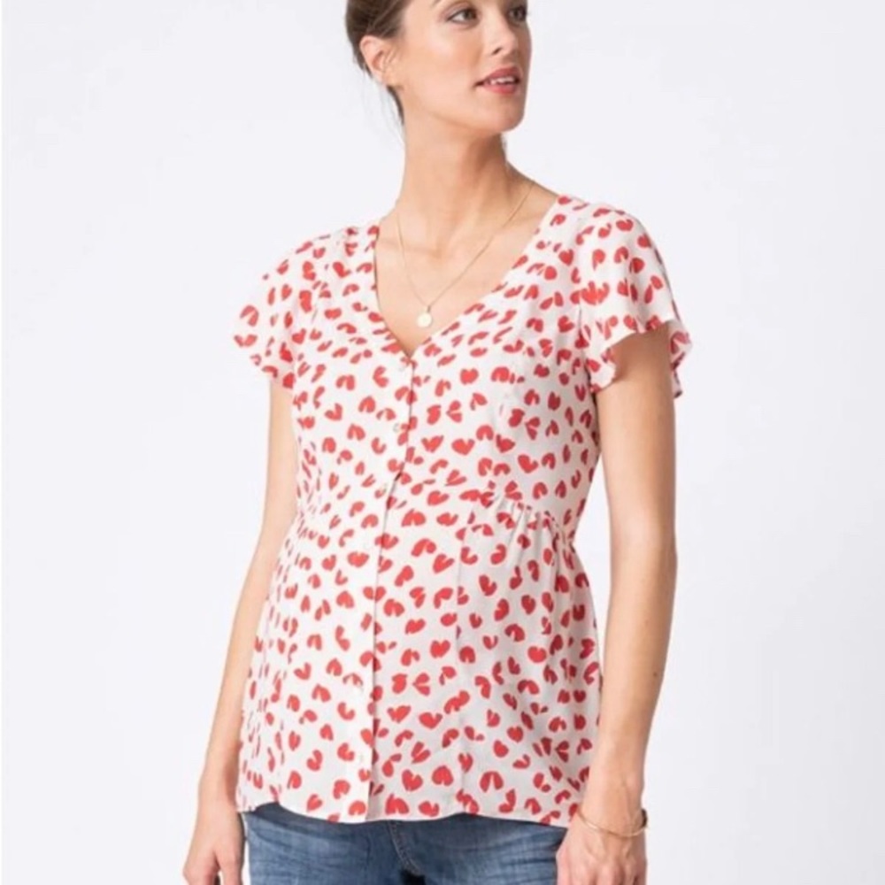 Seraphine Flutter Heart Maternity Blouse Size
